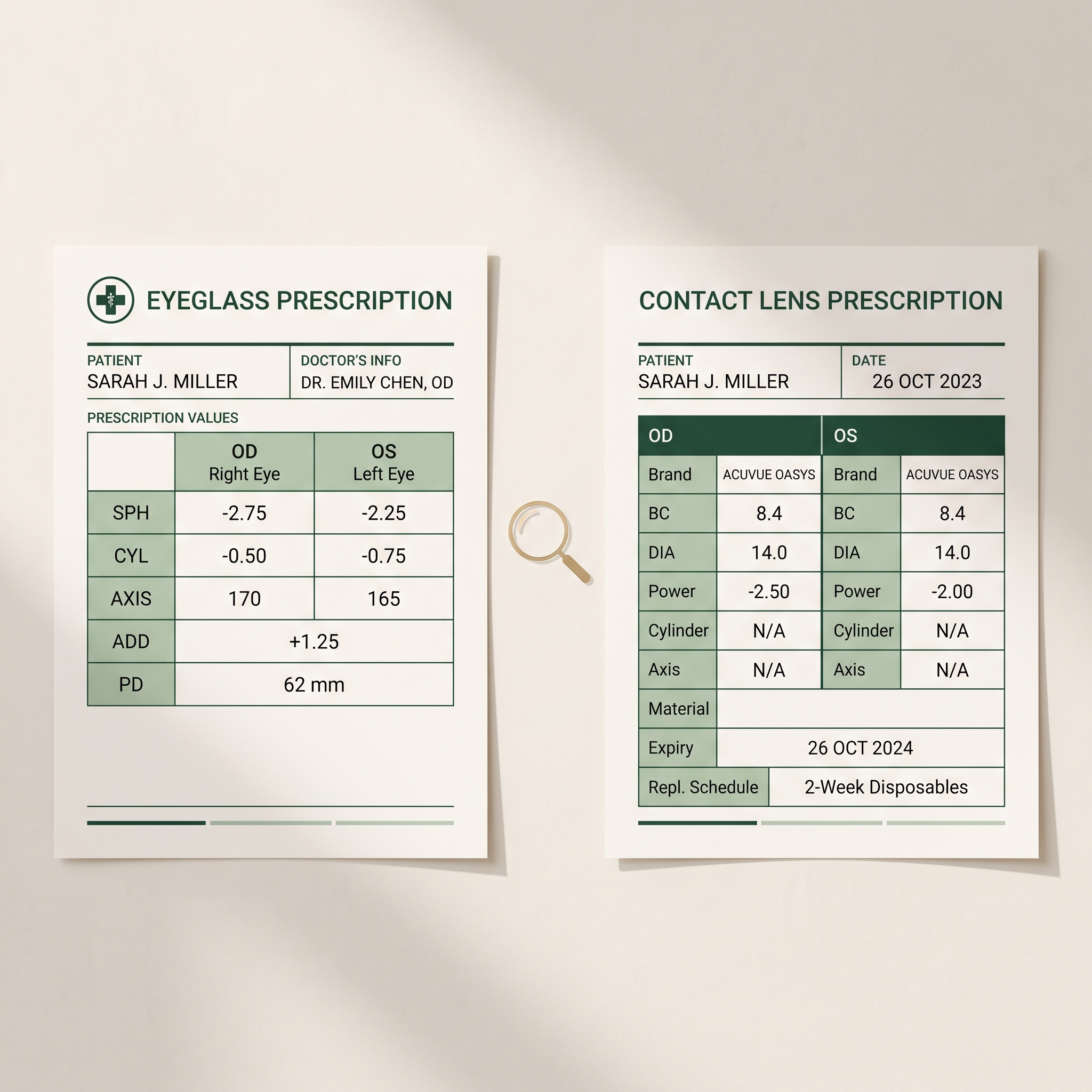 Contact lens prescription vs eyeglass prescription