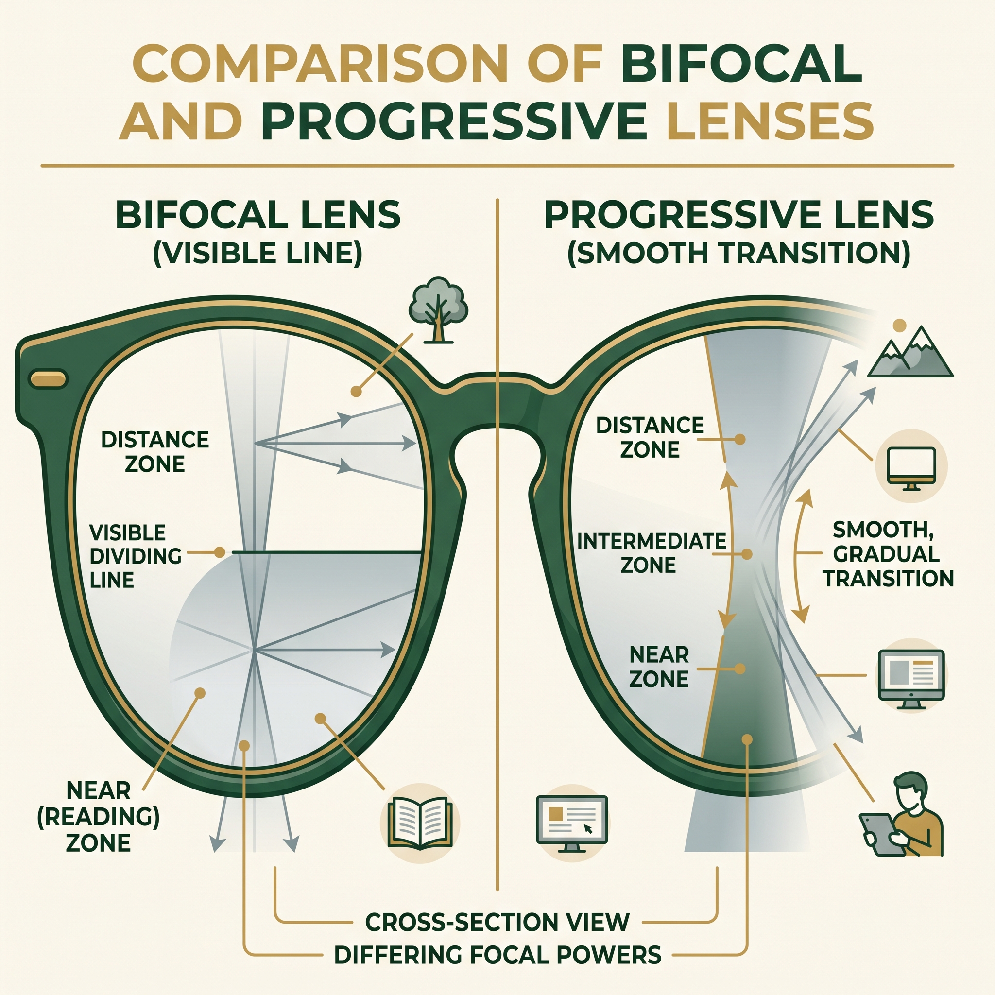 Progressive vs bifocal lenses