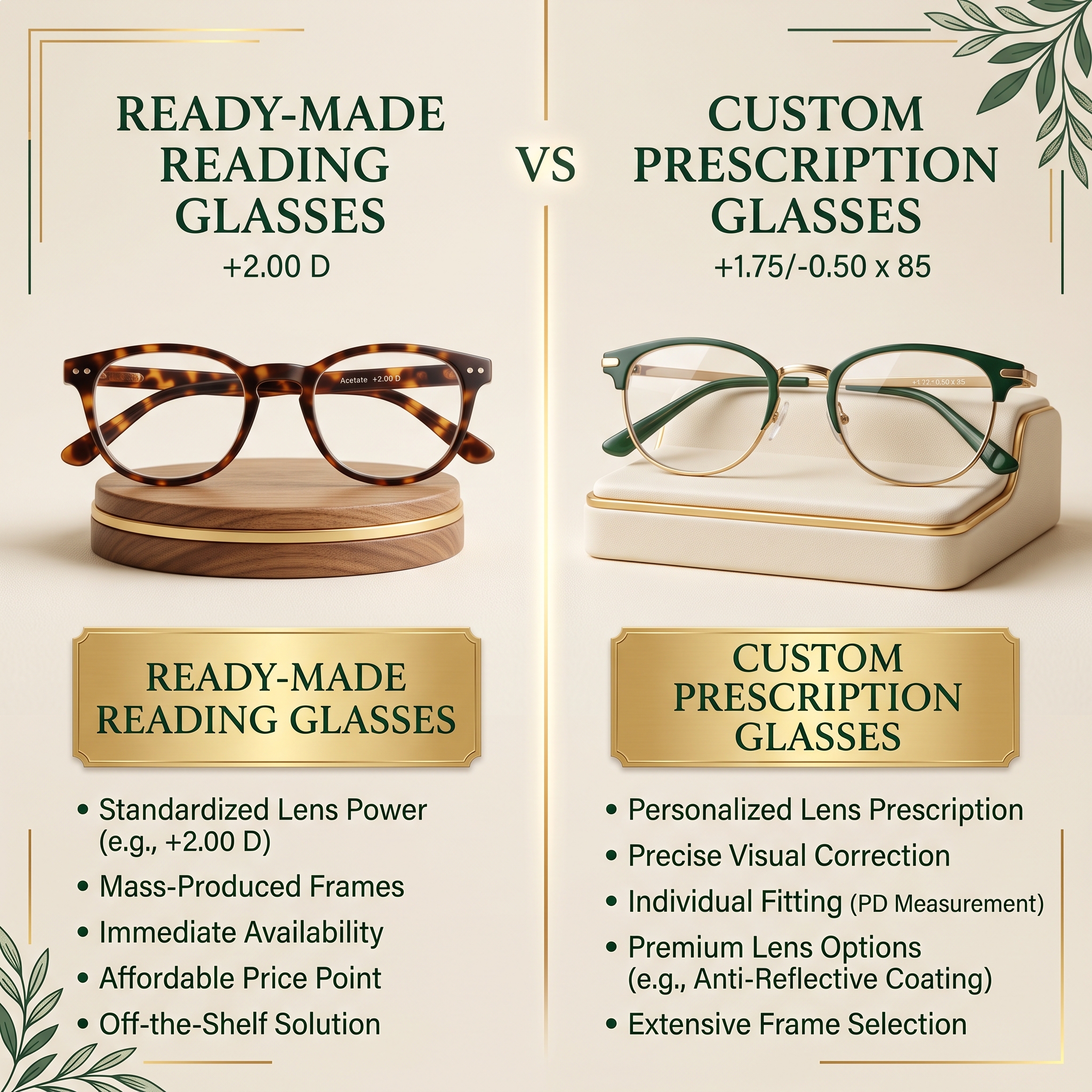 Reading glasses vs prescription glasses