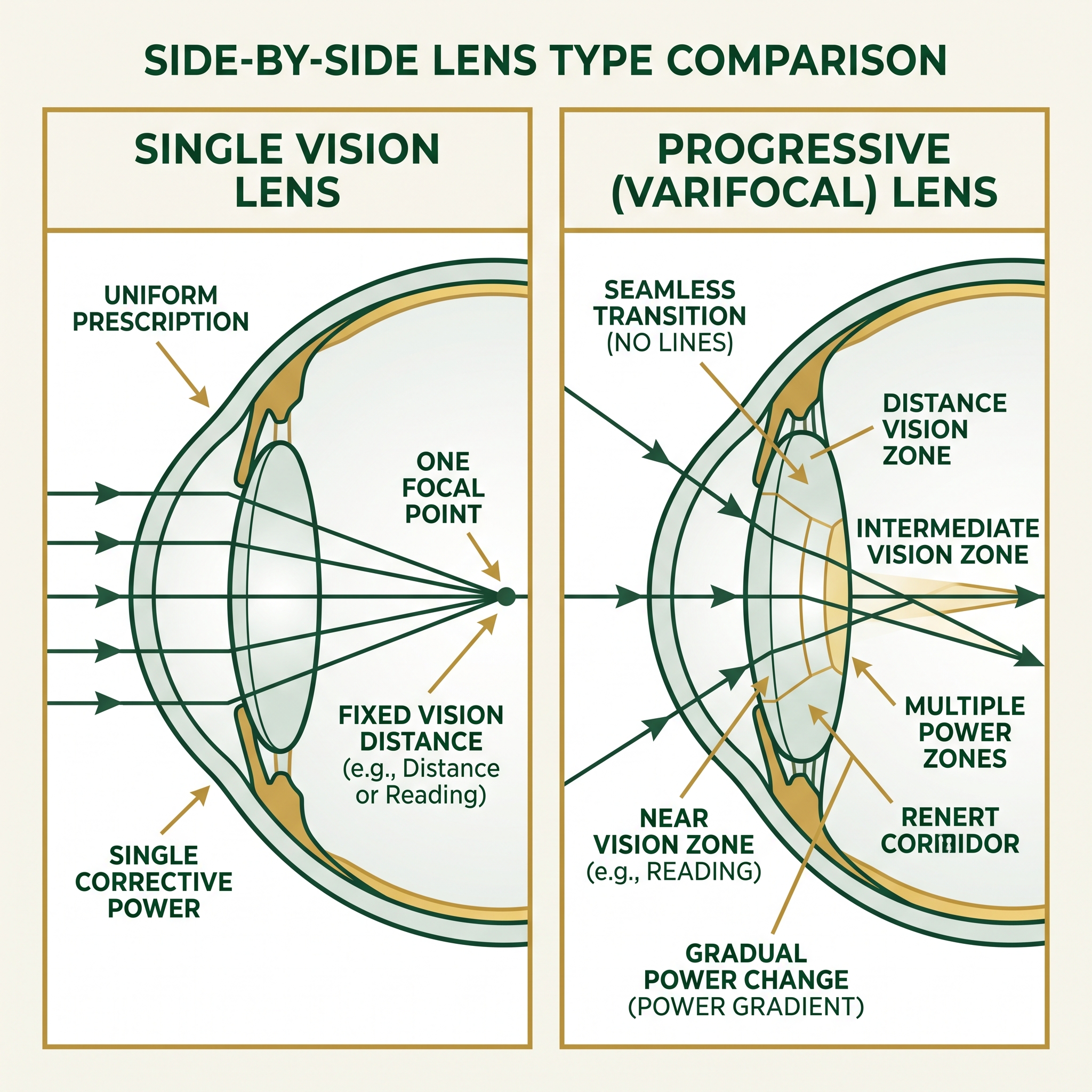 Single vision vs progressive lenses